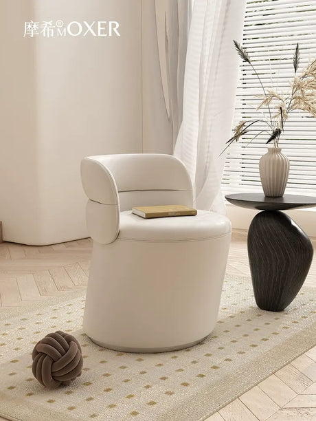 MOXER Takamori Exquisite Leather Solid Wood Makeup Stool from MOXER