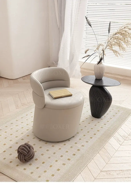 MOXER Takamori Exquisite Leather Solid Wood Makeup Stool from MOXER