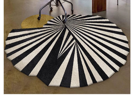 MOXI Seraphina Abstract Geometric Round Carpet - Minimalist Black & White Design from MOXI
