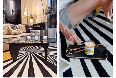 MOXI Seraphina Abstract Geometric Round Carpet - Minimalist Black & White Design from MOXI