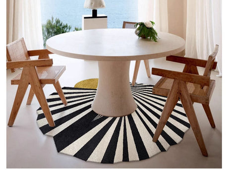 MOXI Seraphina Abstract Geometric Round Carpet - Minimalist Black & White Design from MOXI