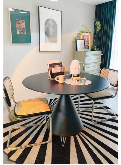 MOXI Seraphina Abstract Geometric Round Carpet - Minimalist Black & White Design from MOXI