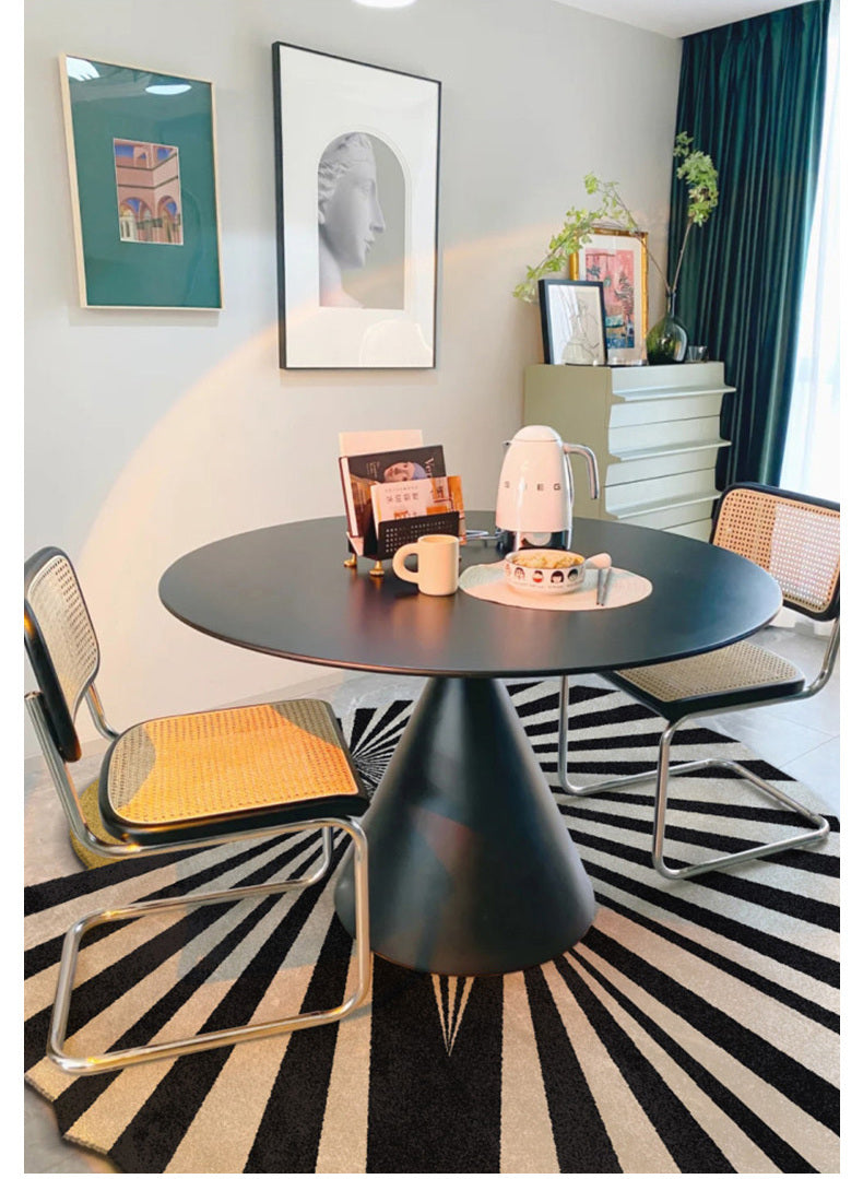 MOXI Seraphina Abstract Geometric Round Carpet - Minimalist Black & White Design from MOXI