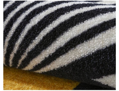 MOXI Seraphina Abstract Geometric Round Carpet - Minimalist Black & White Design from MOXI