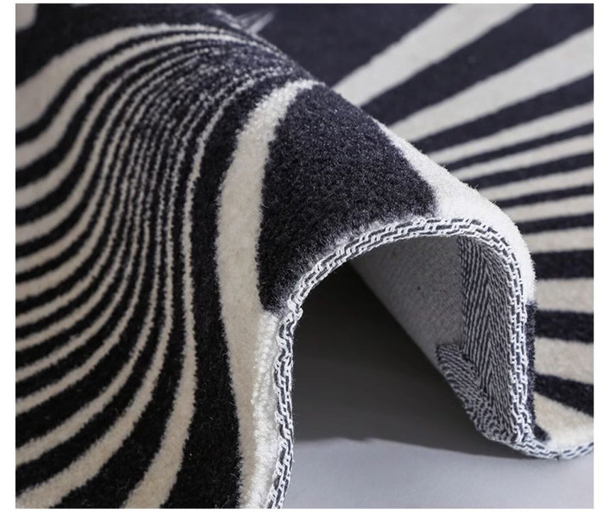 MOXI Seraphina Abstract Geometric Round Carpet - Minimalist Black & White Design from MOXI