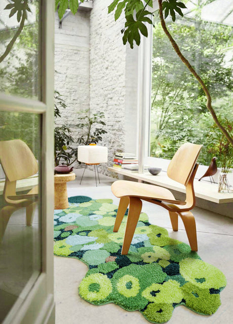 MOXI Seraphina Retro Green Forest Cushion - Irregular Bedroom Carpet from MOXI