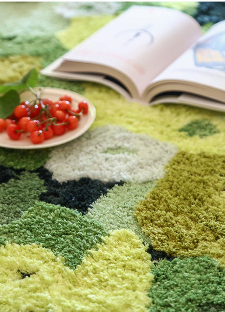 MOXI Seraphina Retro Green Forest Cushion - Irregular Bedroom Carpet from MOXI