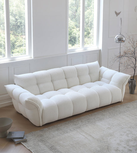 MOYU Lichtenstein Elegant Scandinavian Retro Sofa - White Cream Cloth, French Style from MOYU