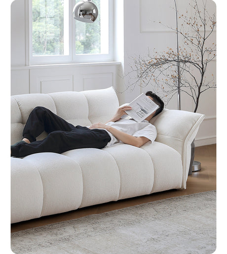 MOYU Lichtenstein Elegant Scandinavian Retro Sofa - White Cream Cloth, French Style from MOYU