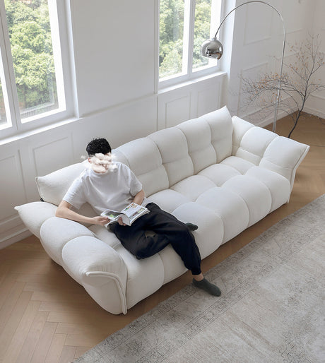 MOYU Lichtenstein Elegant Scandinavian Retro Sofa - White Cream Cloth, French Style from MOYU