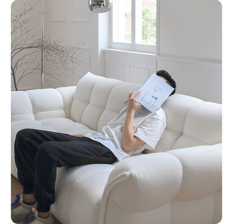 MOYU Lichtenstein Elegant Scandinavian Retro Sofa - White Cream Cloth, French Style from MOYU