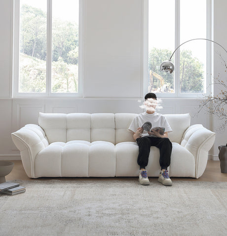 MOYU Lichtenstein Elegant Scandinavian Retro Sofa - White Cream Cloth, French Style from MOYU