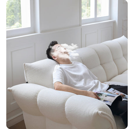 MOYU Lichtenstein Elegant Scandinavian Retro Sofa - White Cream Cloth, French Style from MOYU
