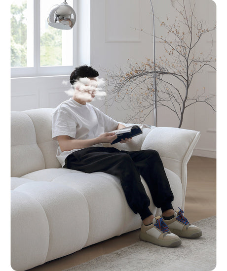 MOYU Lichtenstein Elegant Scandinavian Retro Sofa - White Cream Cloth, French Style from MOYU