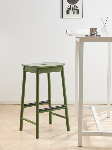 NIYE Alaric Minimalist Black Solid Wood Bar Stool from NIYE