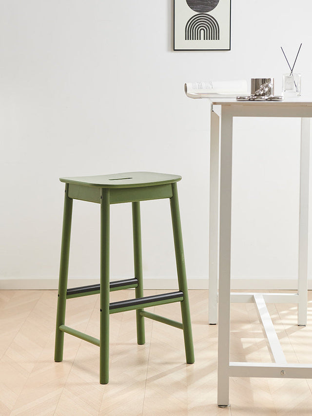 NIYE Alaric Minimalist Black Solid Wood Bar Stool from NIYE