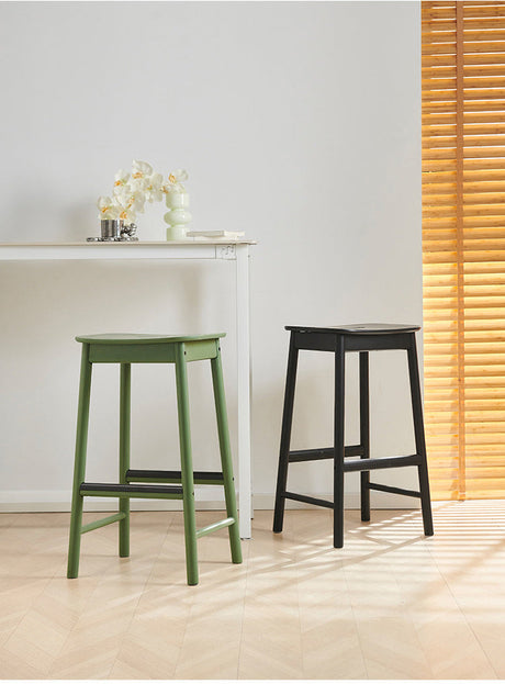 NIYE Alaric Minimalist Black Solid Wood Bar Stool from NIYE