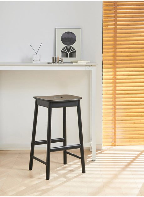 NIYE Alaric Minimalist Black Solid Wood Bar Stool from NIYE
