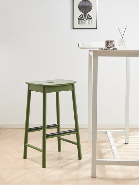 NIYE Alaric Minimalist Black Solid Wood Bar Stool from NIYE