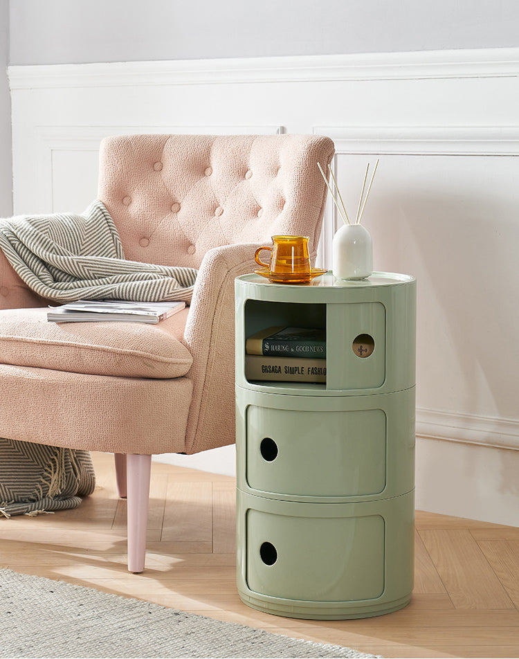NIYE Aveline Minimalist Round Storage Side Table from NIYE