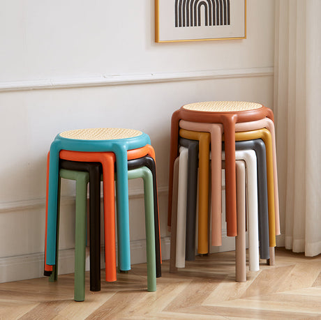 NIYE Cambria Thickened Round Stool - Stackable Rattan Design from NIYE