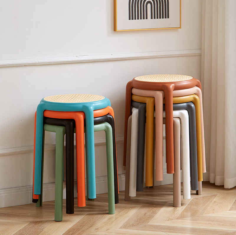 NIYE Cambria Thickened Round Stool - Stackable Rattan Design from NIYE
