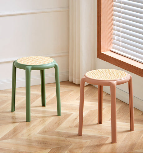 NIYE Cambria Thickened Round Stool - Stackable Rattan Design from NIYE