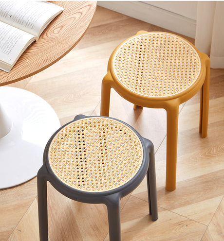 NIYE Cambria Thickened Round Stool - Stackable Rattan Design from NIYE