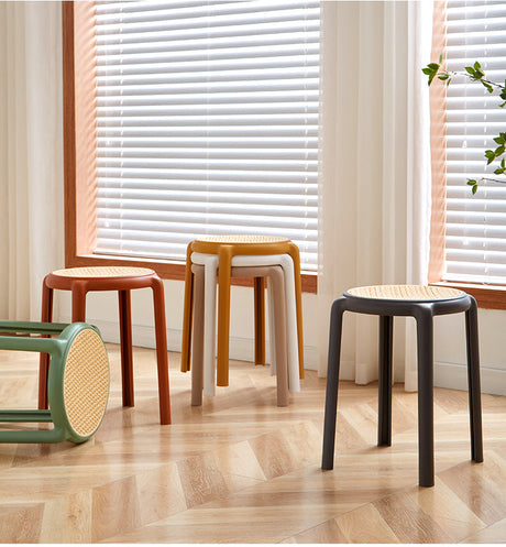 NIYE Cambria Thickened Round Stool - Stackable Rattan Design from NIYE