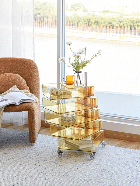NIYE Isolde Sleek Acrylic Rotating Nightstand from NIYE