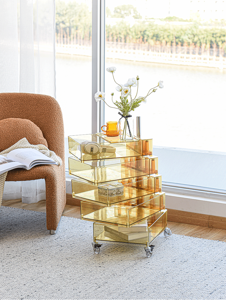NIYE Isolde Sleek Acrylic Rotating Nightstand from NIYE