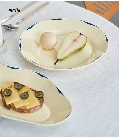 Vintage Cream Stripe Plate from momo's talk