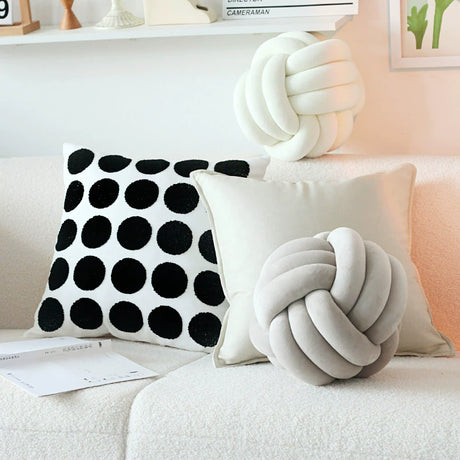 YOULI Eliana Minimalist Black and White Round Sofa Pillow from YOULI