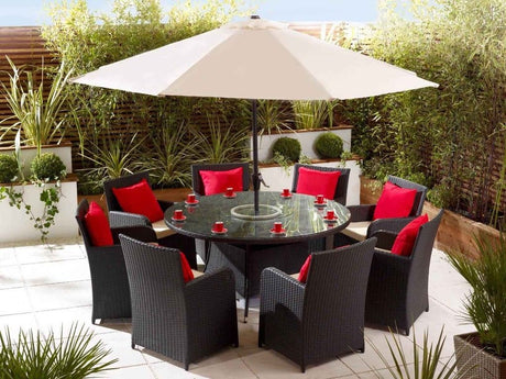 DIME GARDEN Callista Elegant Patio Umbrella Dining Set from DIME GARDEN