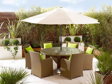 DIME GARDEN Callista Elegant Patio Umbrella Dining Set from DIME GARDEN
