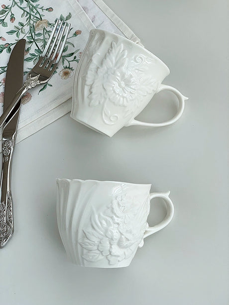 YASUKI Amelie Elegant Floral Relief Ceramic Coffee Set from YASUKI
