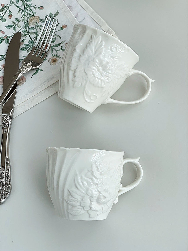 YASUKI Amelie Elegant Floral Relief Ceramic Coffee Set from YASUKI