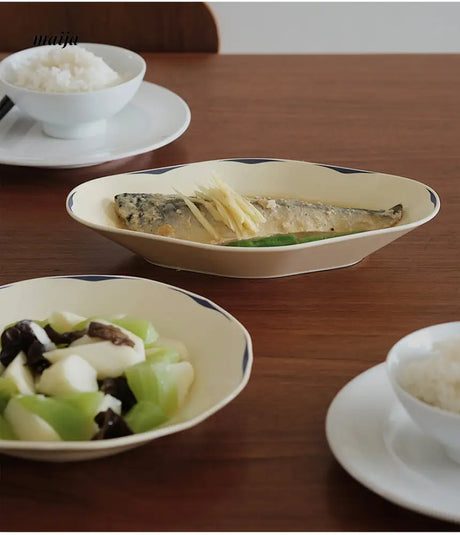 Vintage Cream Stripe Plate from momo's talk