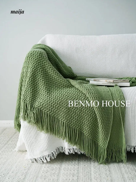 Fishbone Knitted Throw from Benmo House