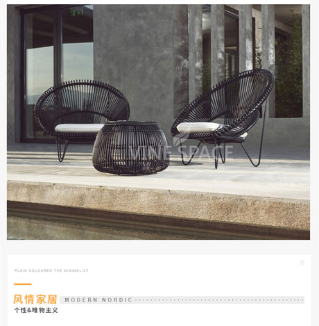 RATTAN SPACE Thibault Cozy Three-Piece Vine Chair Set from RATTAN SPACE