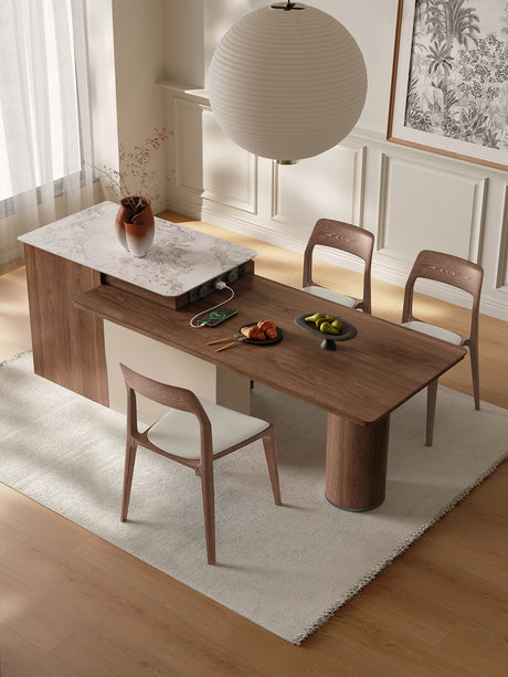 QUANMU Lysandra Elegant Retractable Walnut Dining Table from QUANMU