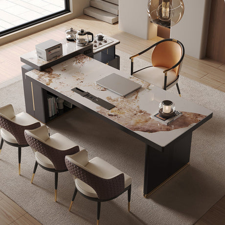 QUANMU Elowen Elegant Minimalist Rockboard Desk Table from QUANMU