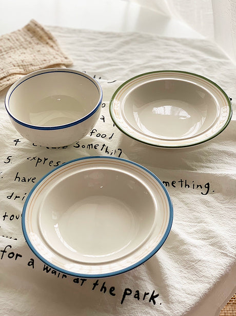 YASUKI Minja Retro Striped Ceramic Soup Bowl from YASUKI