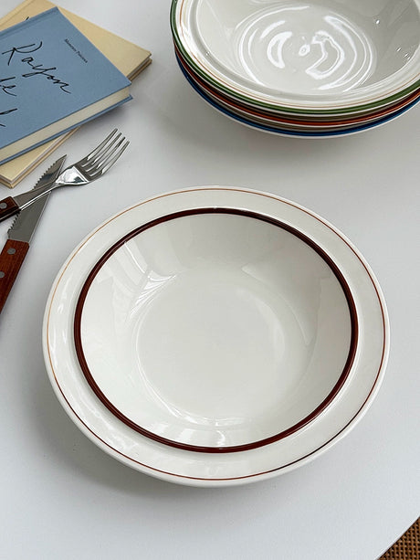 YASUKI Minja Retro Striped Ceramic Soup Bowl from YASUKI