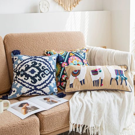 YOULI Arjun Embroidered Boho Ethnic Sofa Pillow from YOULI