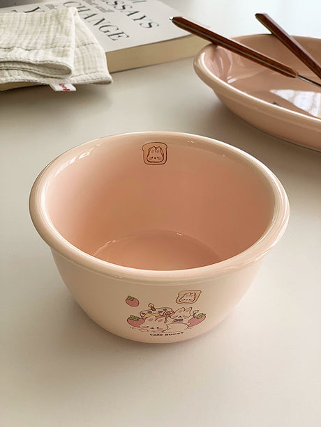YASUKI Haruto Adorable Pink Bunny Ceramic Bowl from YASUKI
