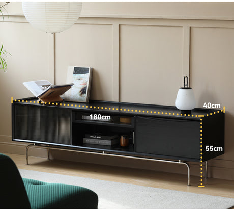 HANKE Santiago Retro Solid Wood TV Cabinet with Glass Doors - Living Room Storage Solution from HANKE