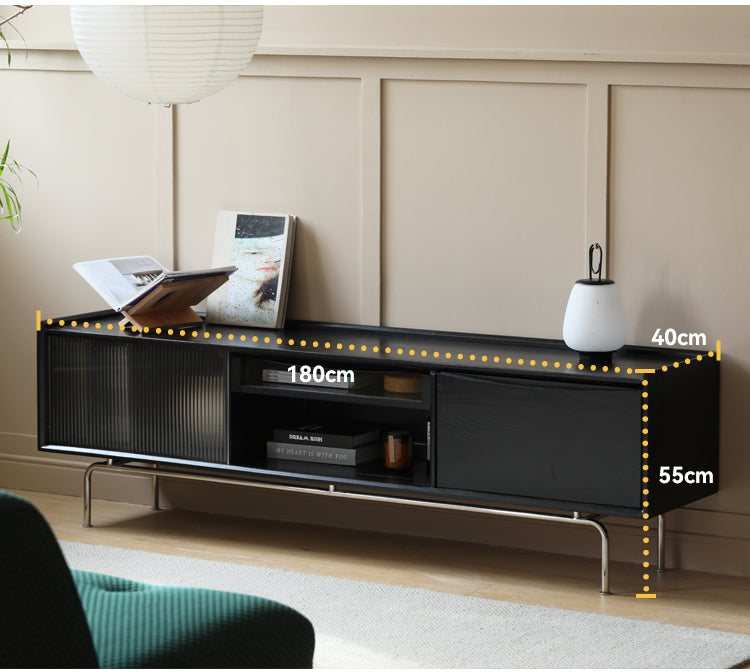 HANKE Santiago Retro Solid Wood TV Cabinet with Glass Doors - Living Room Storage Solution from HANKE