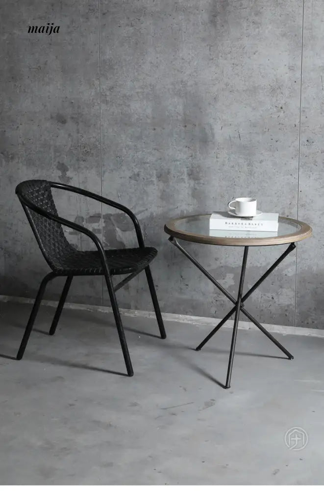 Industrial Glass Round Side Table from Houzhai Home