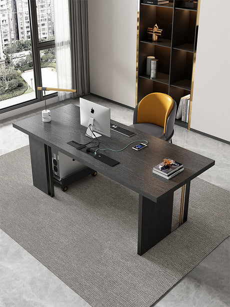 QUANMU Serena Sleek Black Luxury Writing Desk from QUANMU